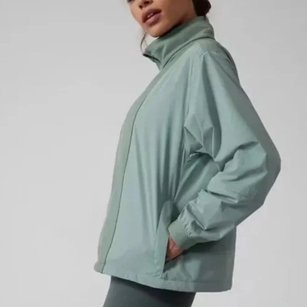 Athleta Evolve Hybrid Fleece Jacket Travel Commute #983659 W1396 Sz Large Pastel